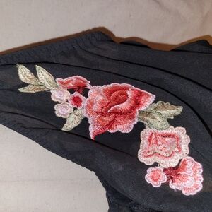 Black Floral Embroidered Bra